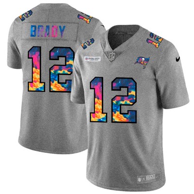 Tampa Bay Buccaneers #12 Tom Brady Men's Nike Multi-Color 2020 NFL Crucial Catch NFL Jersey Greyheather Men's